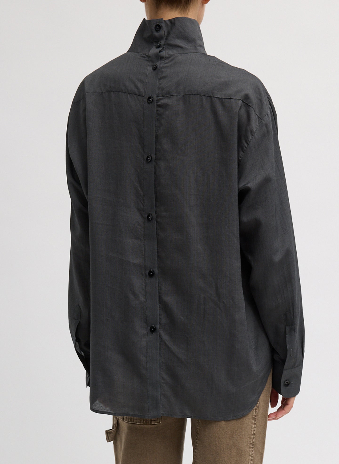Tibi Ultra Light Silk Tencel Funnel Neck Shirt