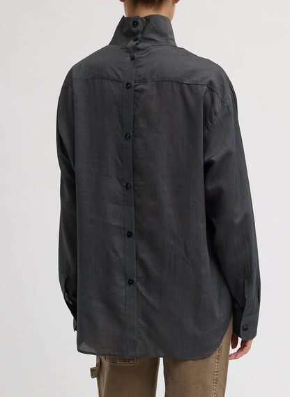 Tibi Ultra Light Silk Tencel Funnel Neck Shirt
