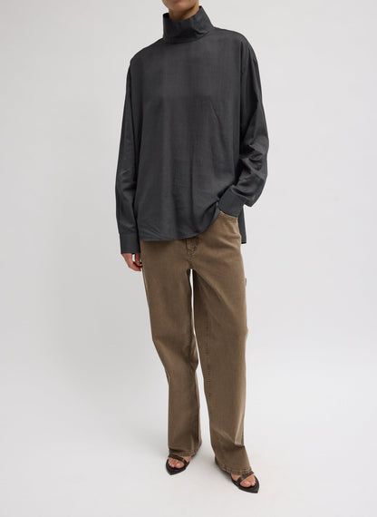 Tibi Ultra Light Silk Tencel Funnel Neck Shirt