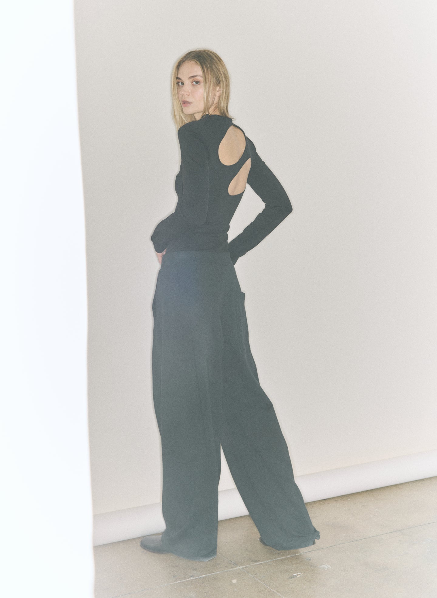 Tibi Compact Ultra Stretch Cut Out Back Top