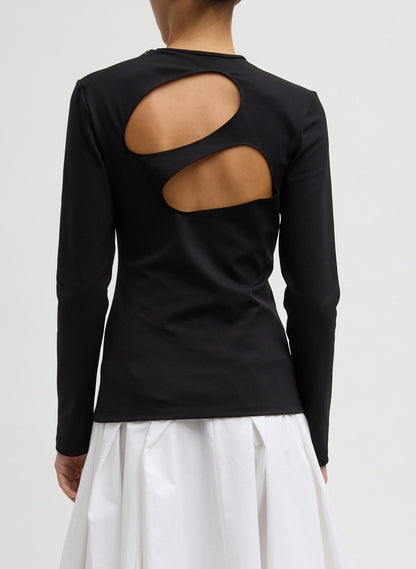 Tibi Compact Ultra Stretch Cut Out Back Top