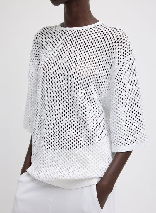 Tibi Crochet Netting Oversized Easy T-Shirt