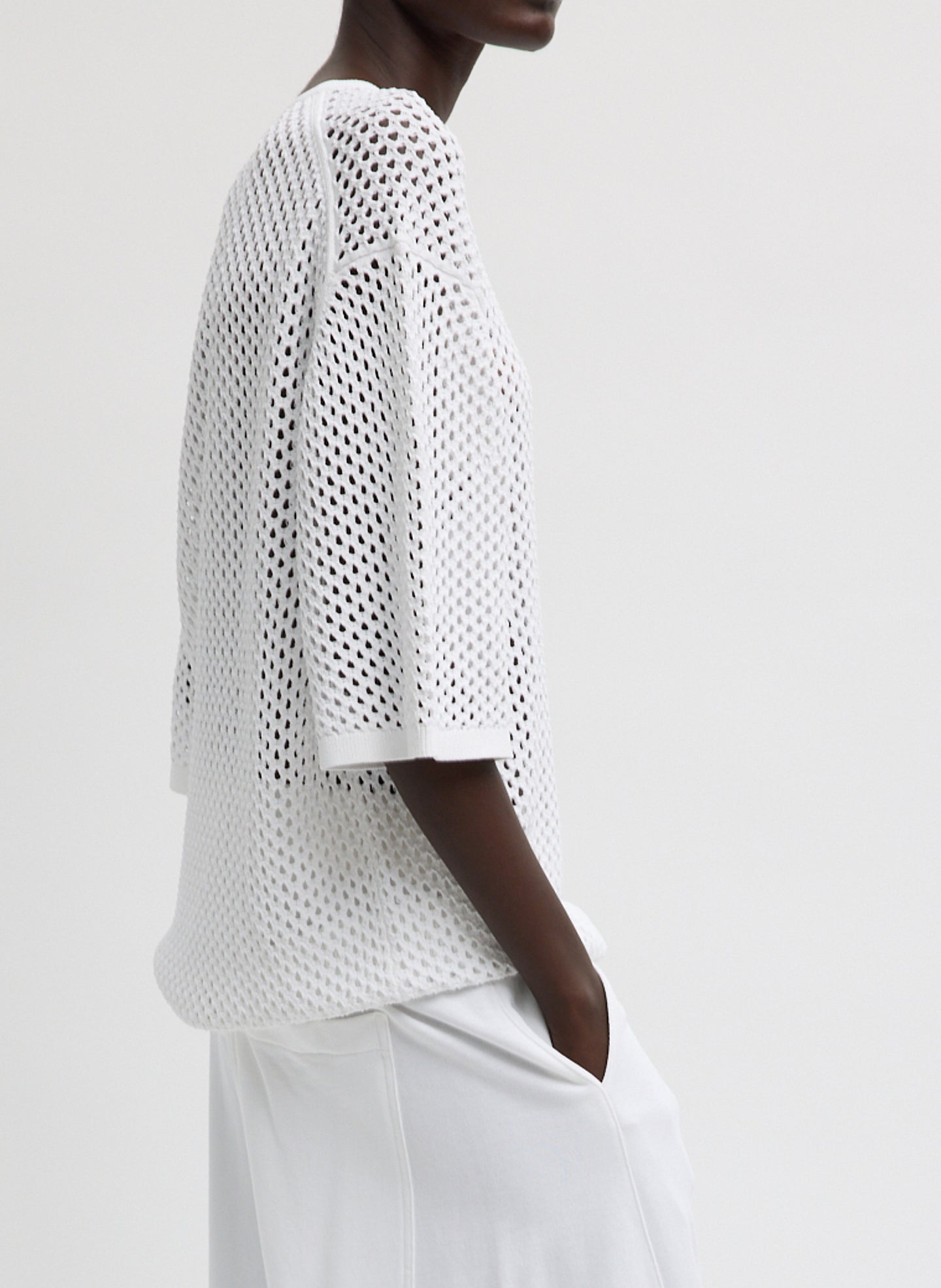Tibi Crochet Netting Oversized Easy T-Shirt