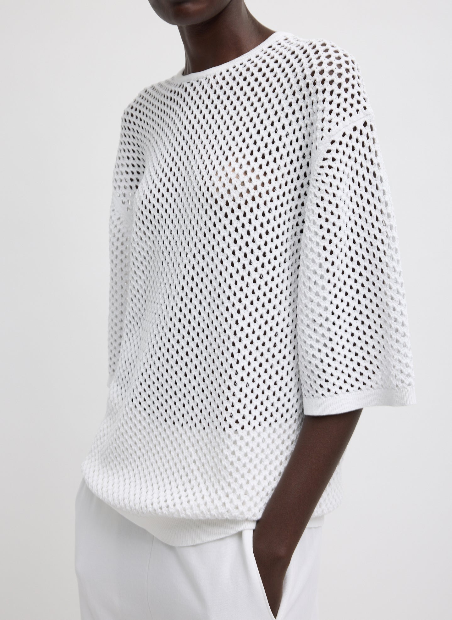 Tibi Crochet Netting Oversized Easy T-Shirt