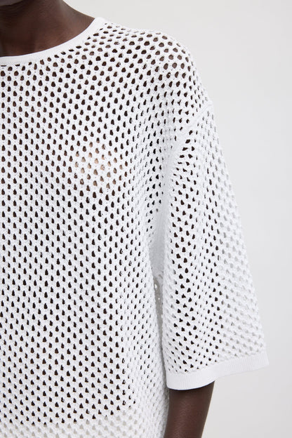 Tibi Crochet Netting Oversized Easy T-Shirt