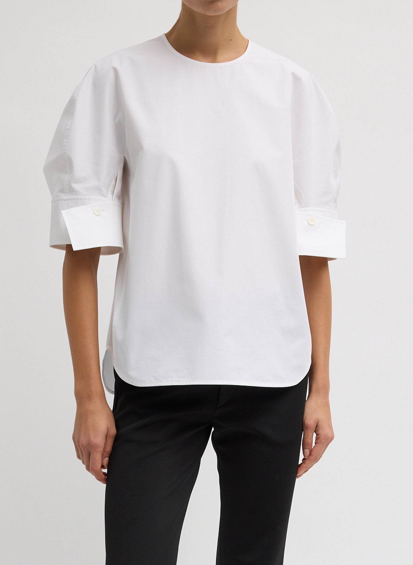Tibi Compact Eco Poplin Reverse Sleeve Top