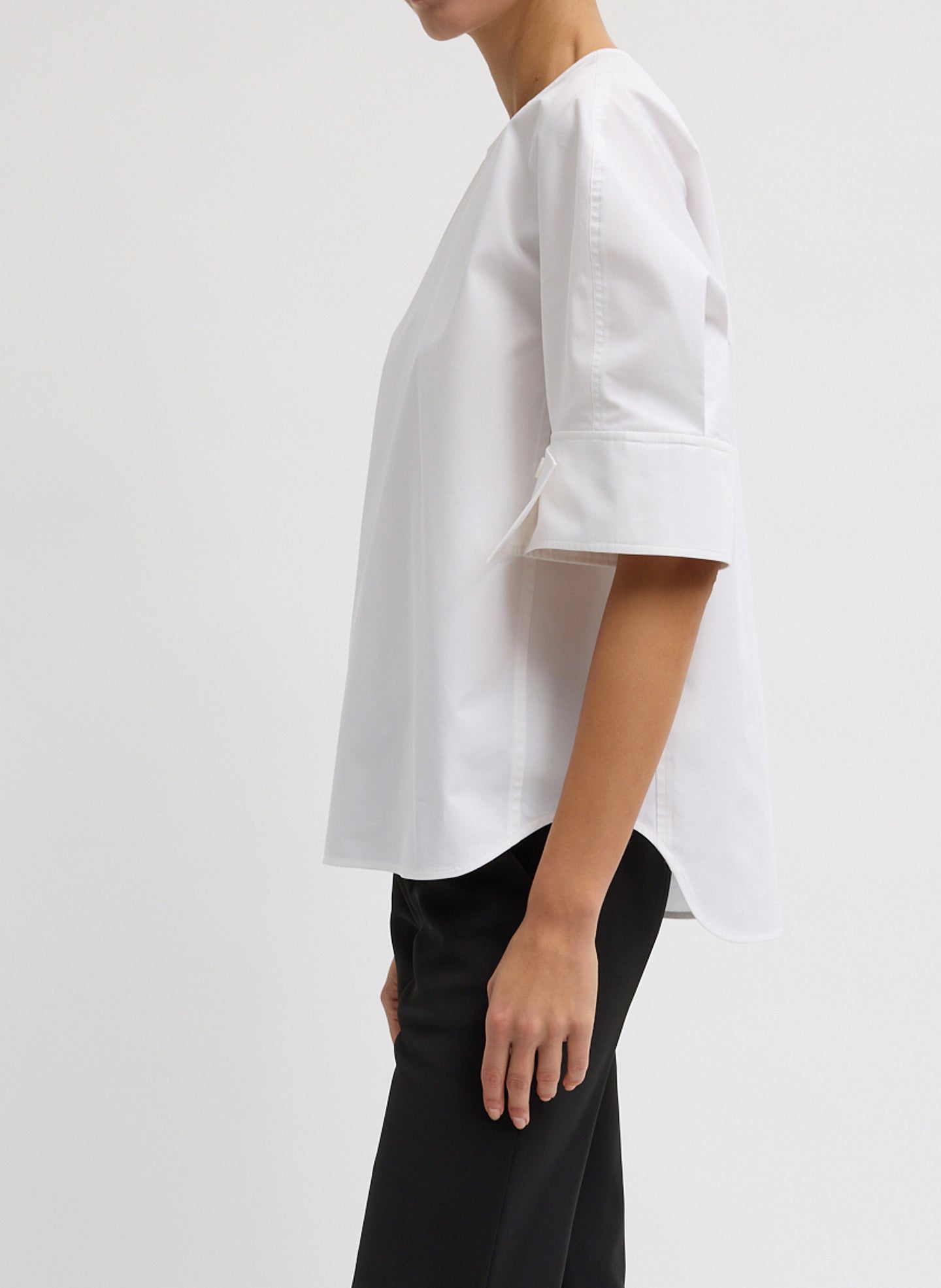 Tibi Compact Eco Poplin Reverse Sleeve Top
