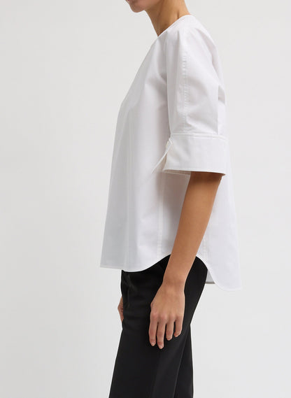 Tibi Compact Eco Poplin Reverse Sleeve Top