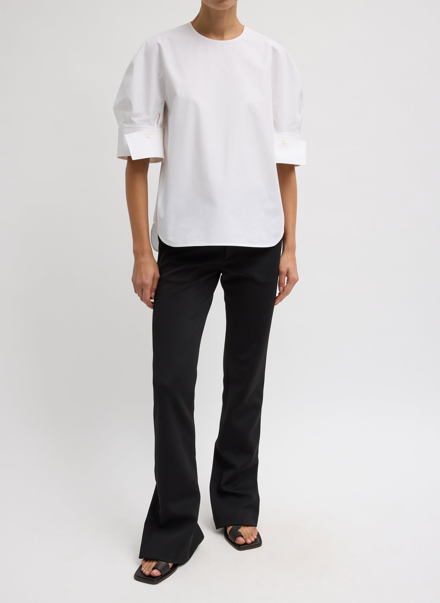 Tibi Compact Eco Poplin Reverse Sleeve Top