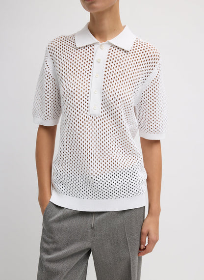 Tibi Crochet Netting Slim Polo