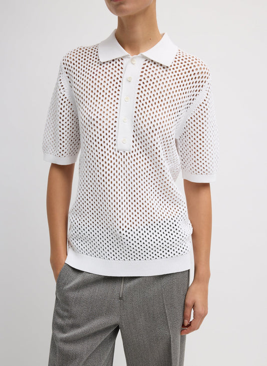 Tibi Crochet Netting Slim Polo