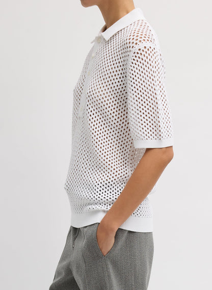 Tibi Crochet Netting Slim Polo