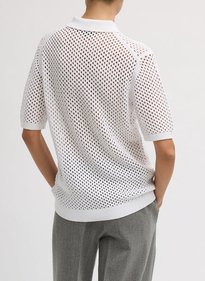 Tibi Crochet Netting Slim Polo