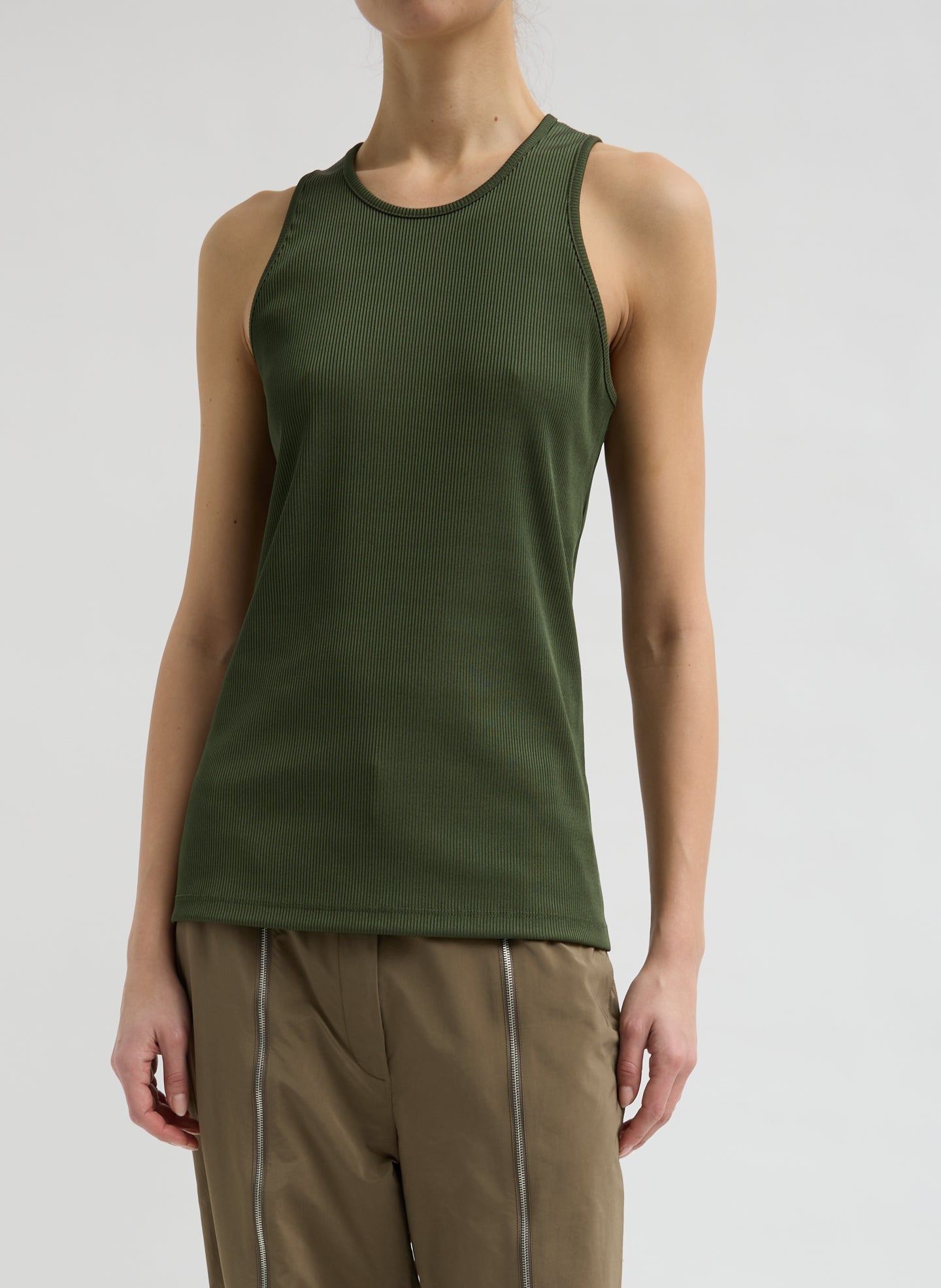Tibi Stretch Luxe Ribbed Tank Top