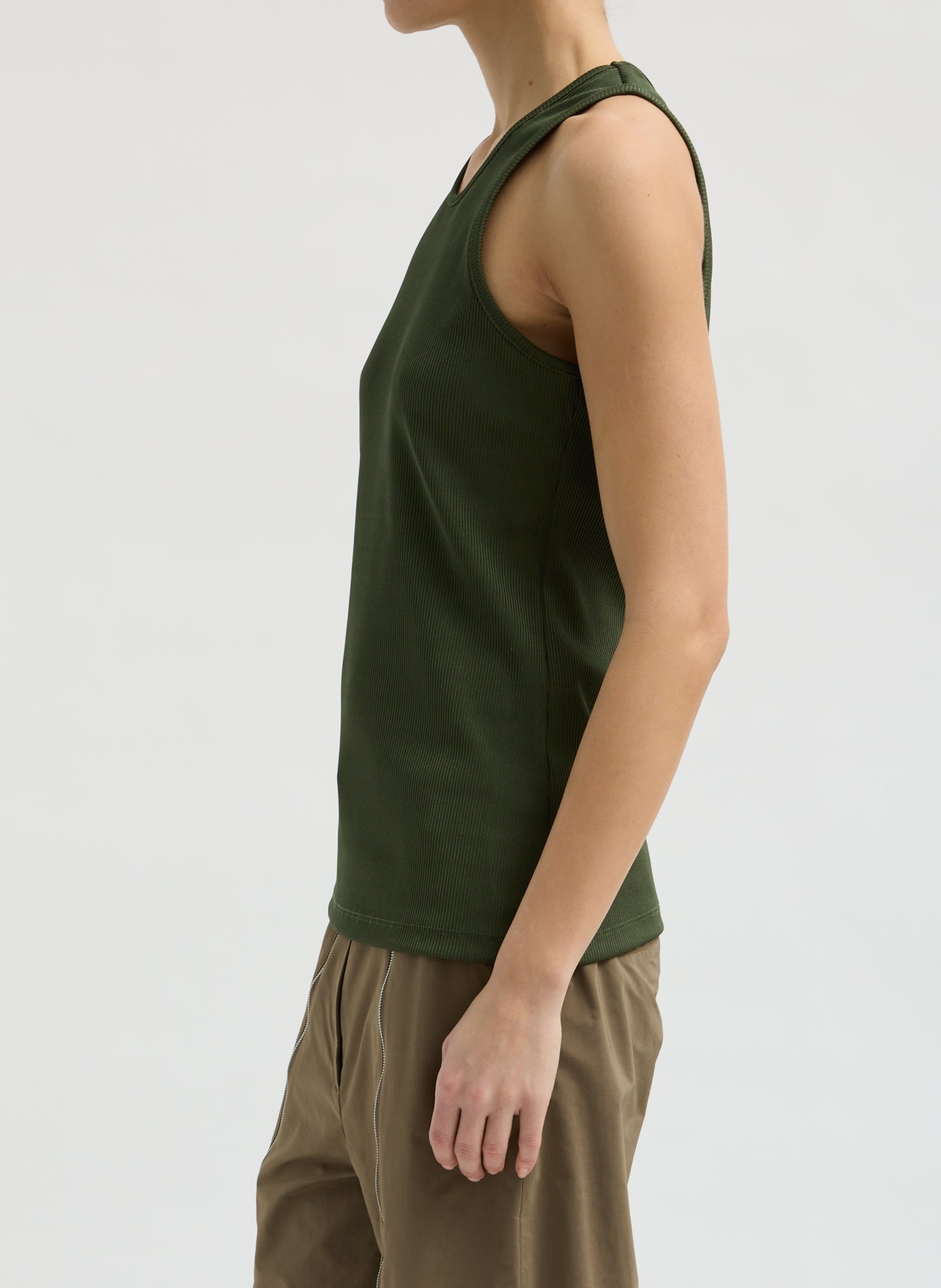 Tibi Stretch Luxe Ribbed Tank Top