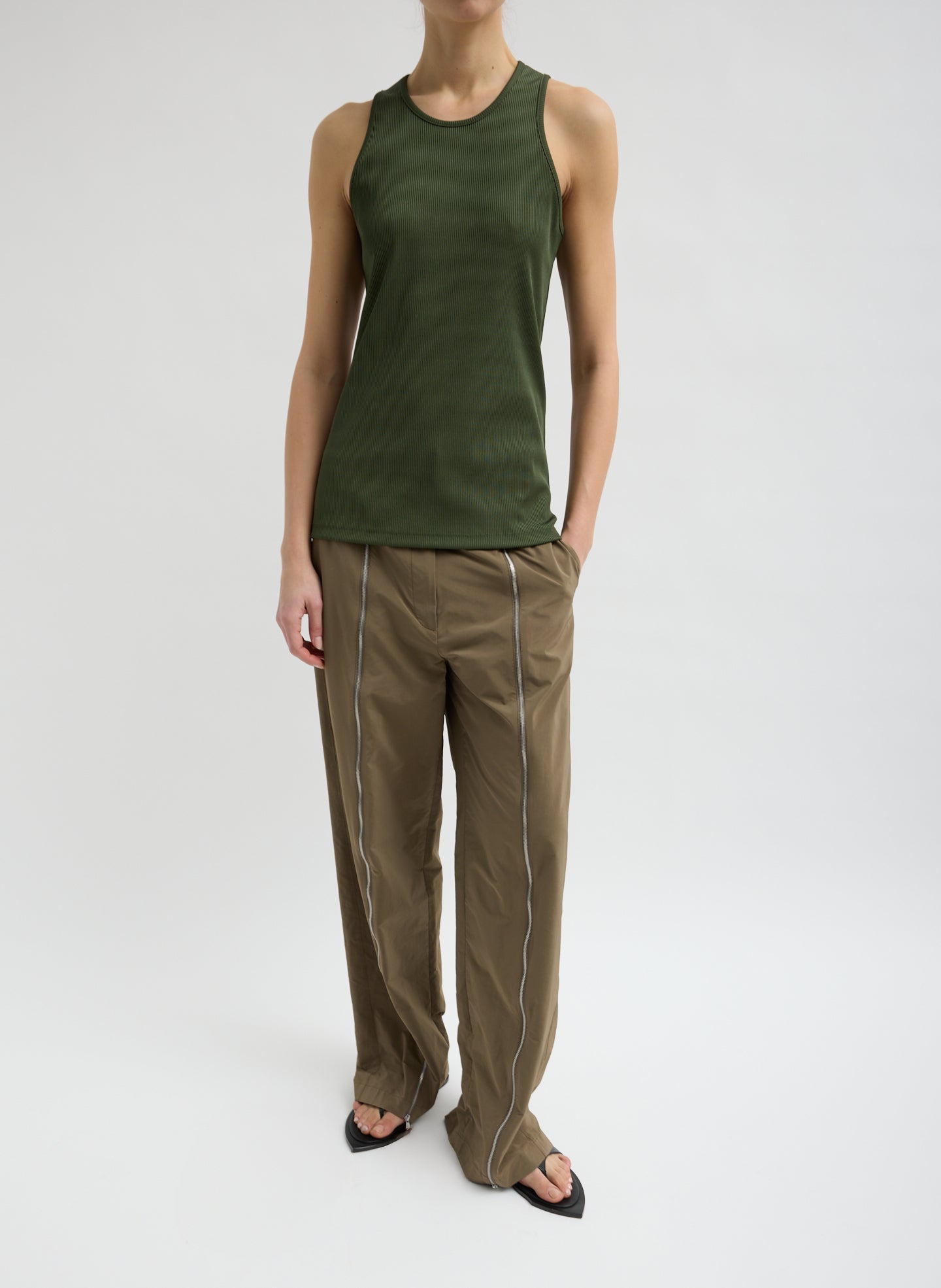 Tibi Stretch Luxe Ribbed Tank Top