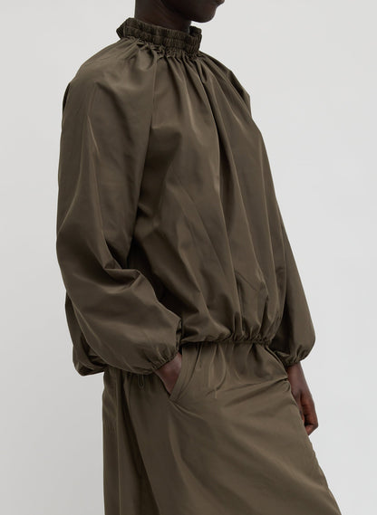 Tibi Italian Sporty Nylon Shirred Anorak Top
