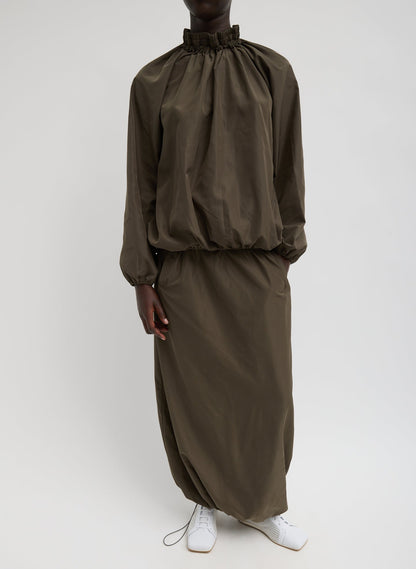 Tibi Italian Sporty Nylon Shirred Anorak Top