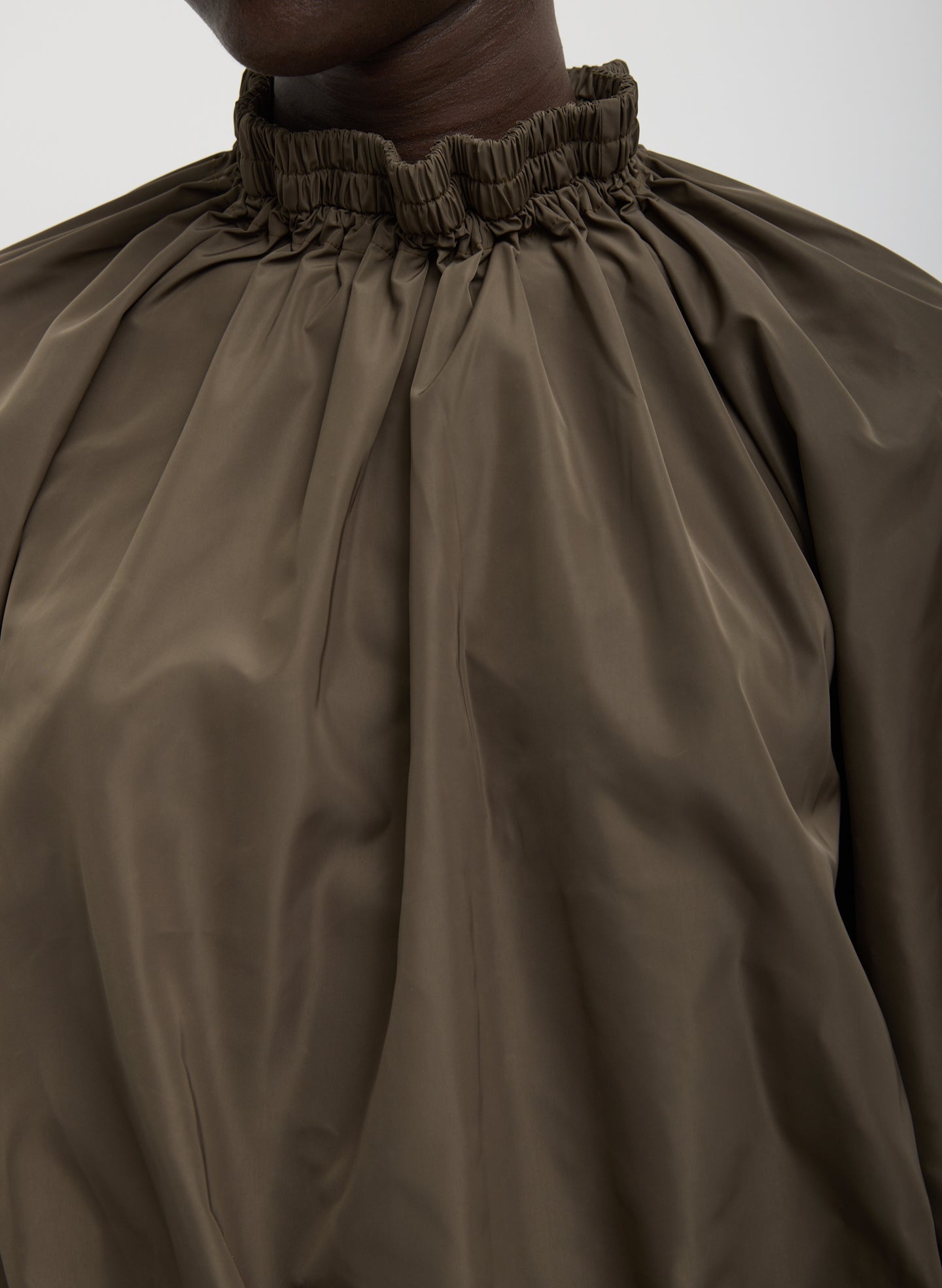 Tibi Italian Sporty Nylon Shirred Anorak Top