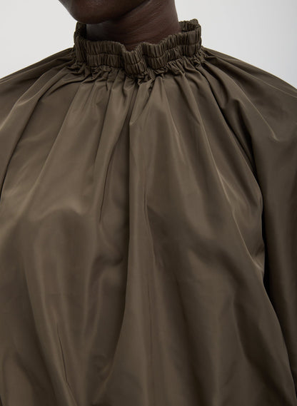 Tibi Italian Sporty Nylon Shirred Anorak Top