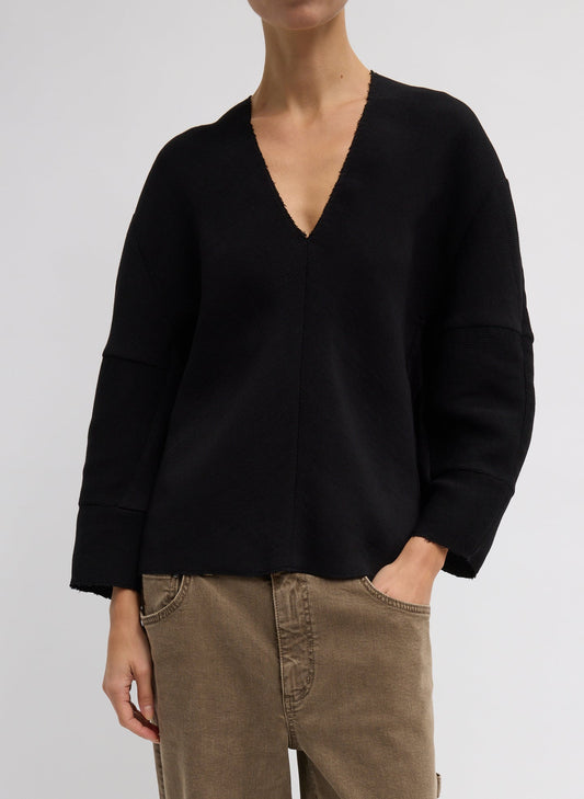 Tibi Viscose Plisse Hinged Long Sleeve Top