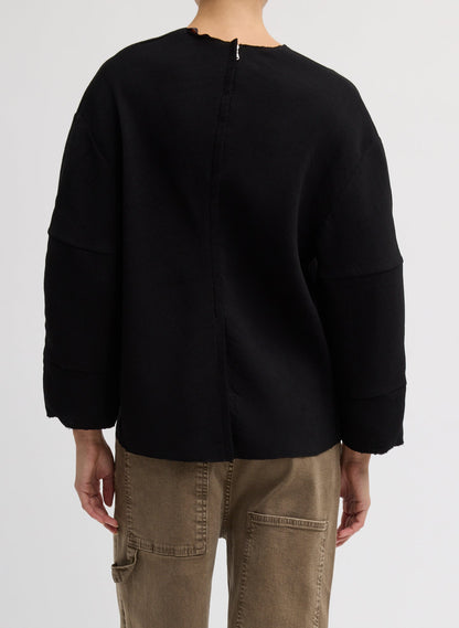 Tibi Viscose Plisse Hinged Long Sleeve Top