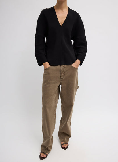 Tibi Viscose Plisse Hinged Long Sleeve Top
