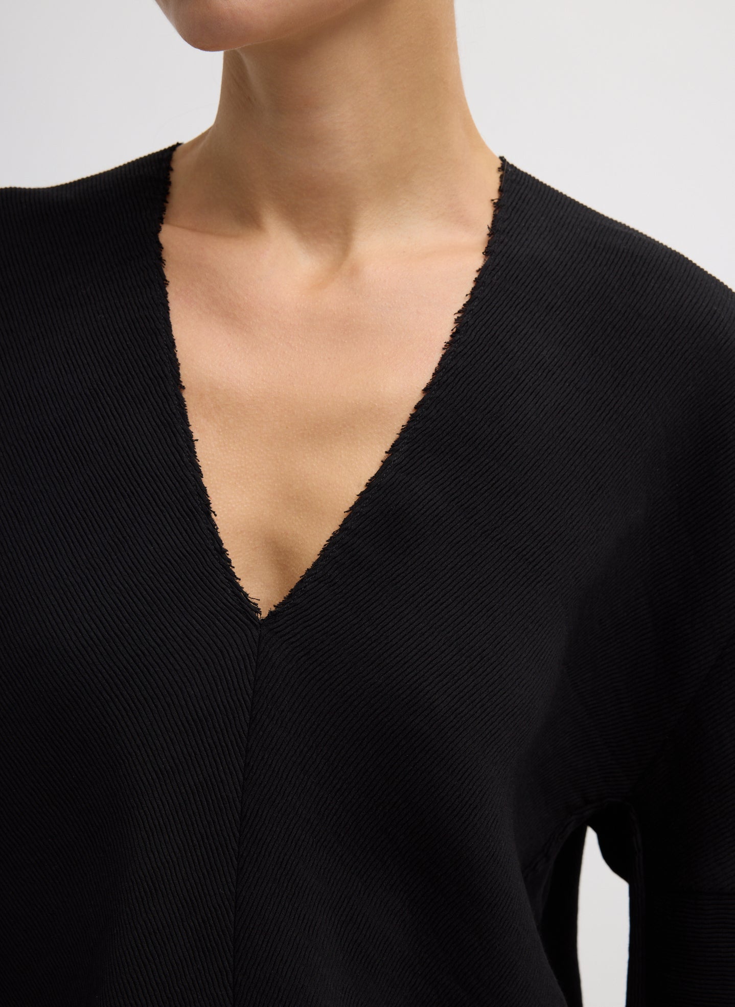 Tibi Viscose Plisse Hinged Long Sleeve Top