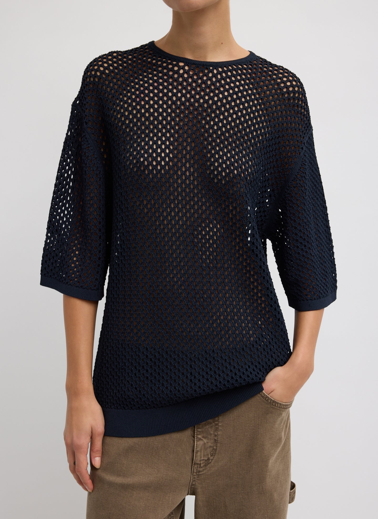 Tibi Crochet Netting Oversized Easy T-Shirt