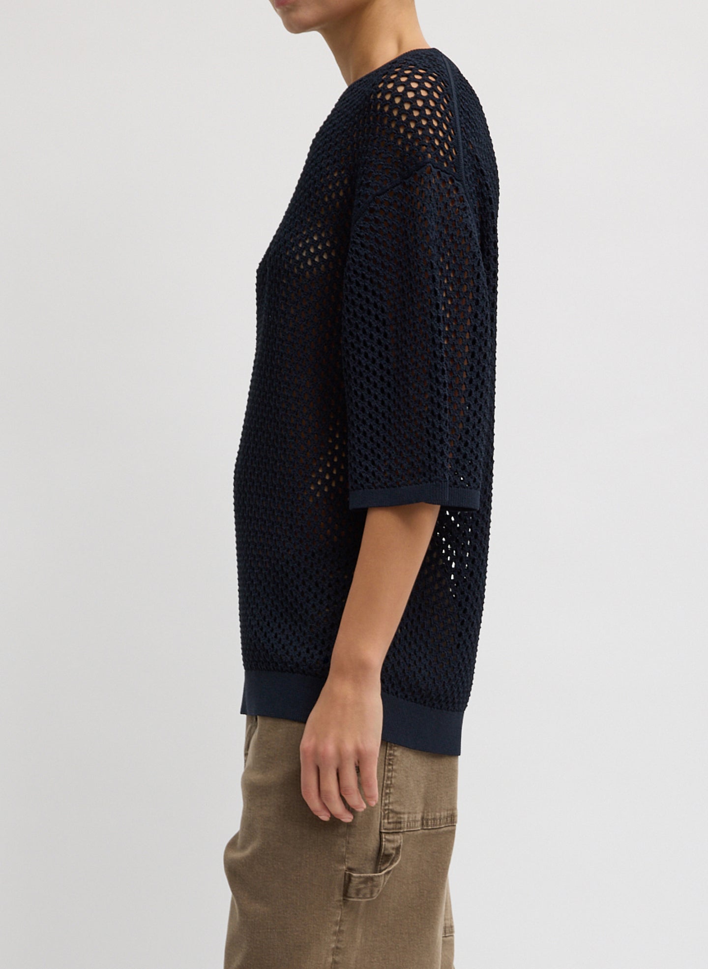 Tibi Crochet Netting Oversized Easy T-Shirt