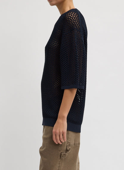 Tibi Crochet Netting Oversized Easy T-Shirt