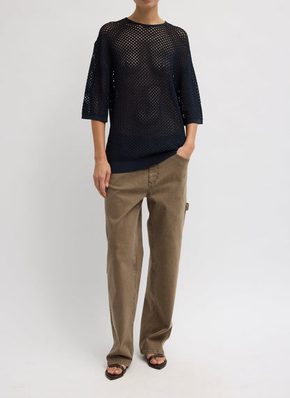 Tibi Crochet Netting Oversized Easy T-Shirt