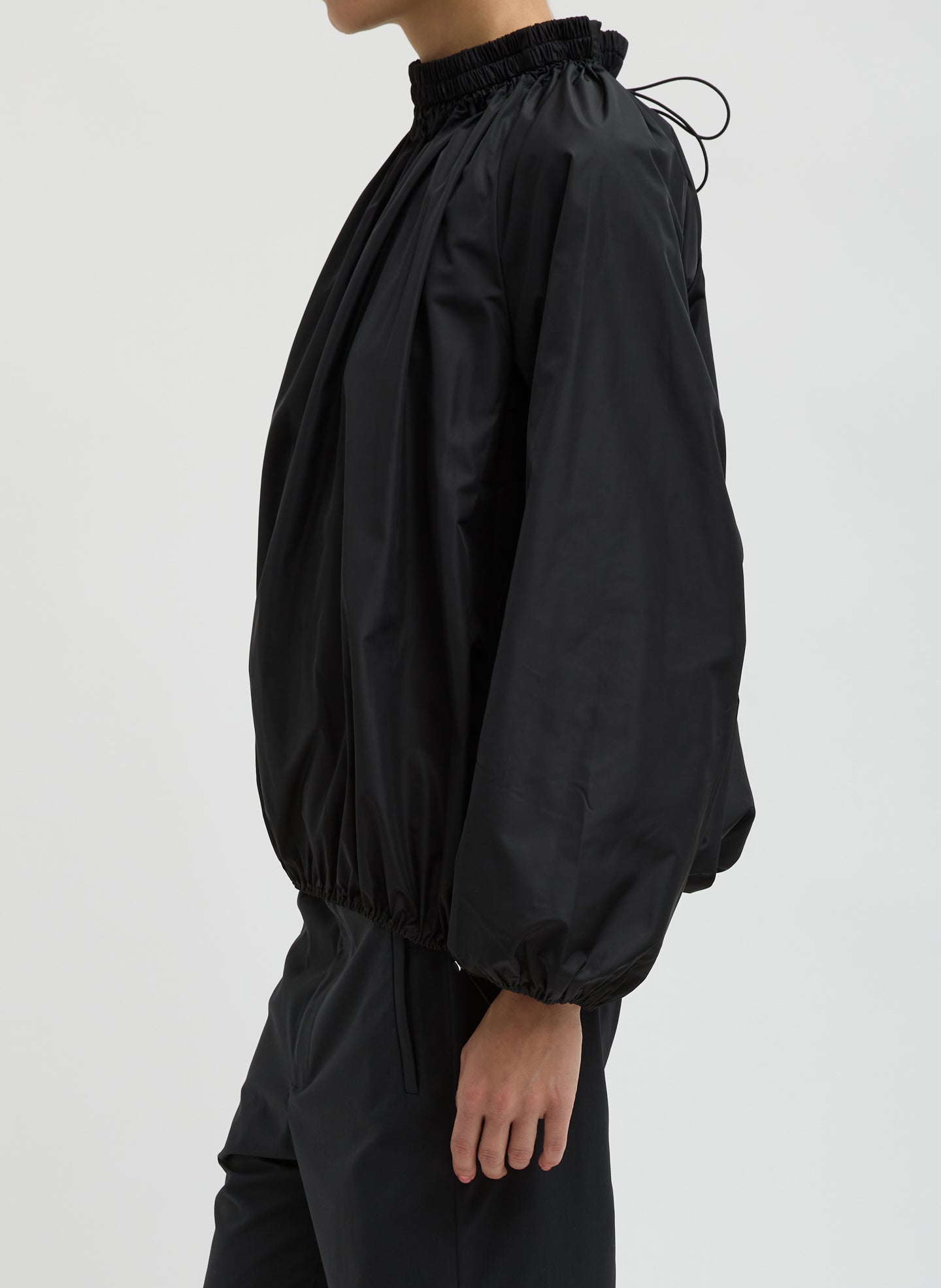 Tibi Italian Sporty Nylon Shirred Anorak Top
