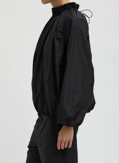 Tibi Italian Sporty Nylon Shirred Anorak Top