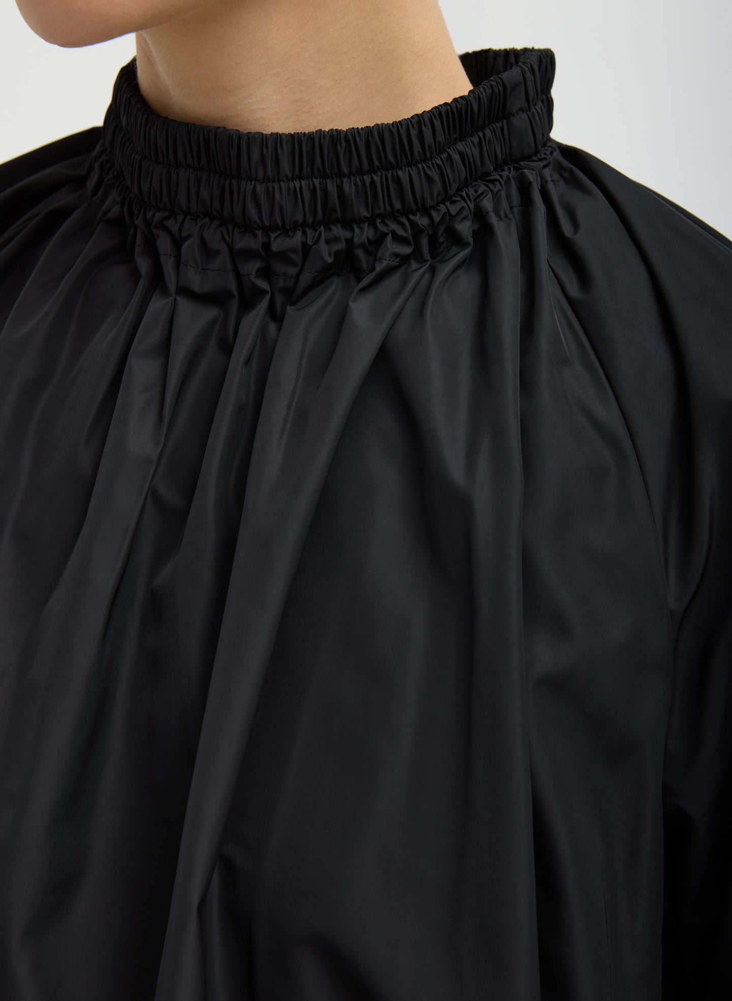Tibi Italian Sporty Nylon Shirred Anorak Top