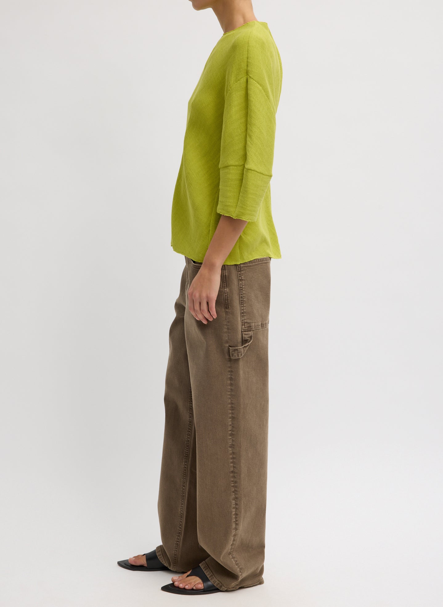 Tibi Viscose Plisse Hinged Short Sleeve Top