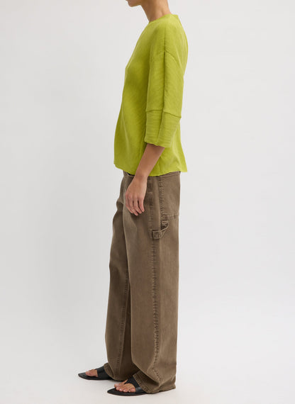 Tibi Viscose Plisse Hinged Short Sleeve Top