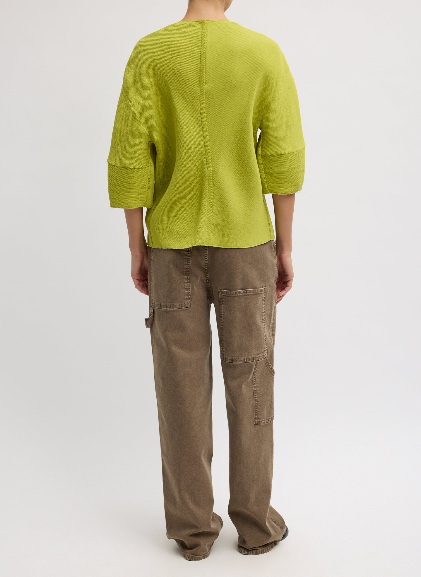 Tibi Viscose Plisse Hinged Short Sleeve Top