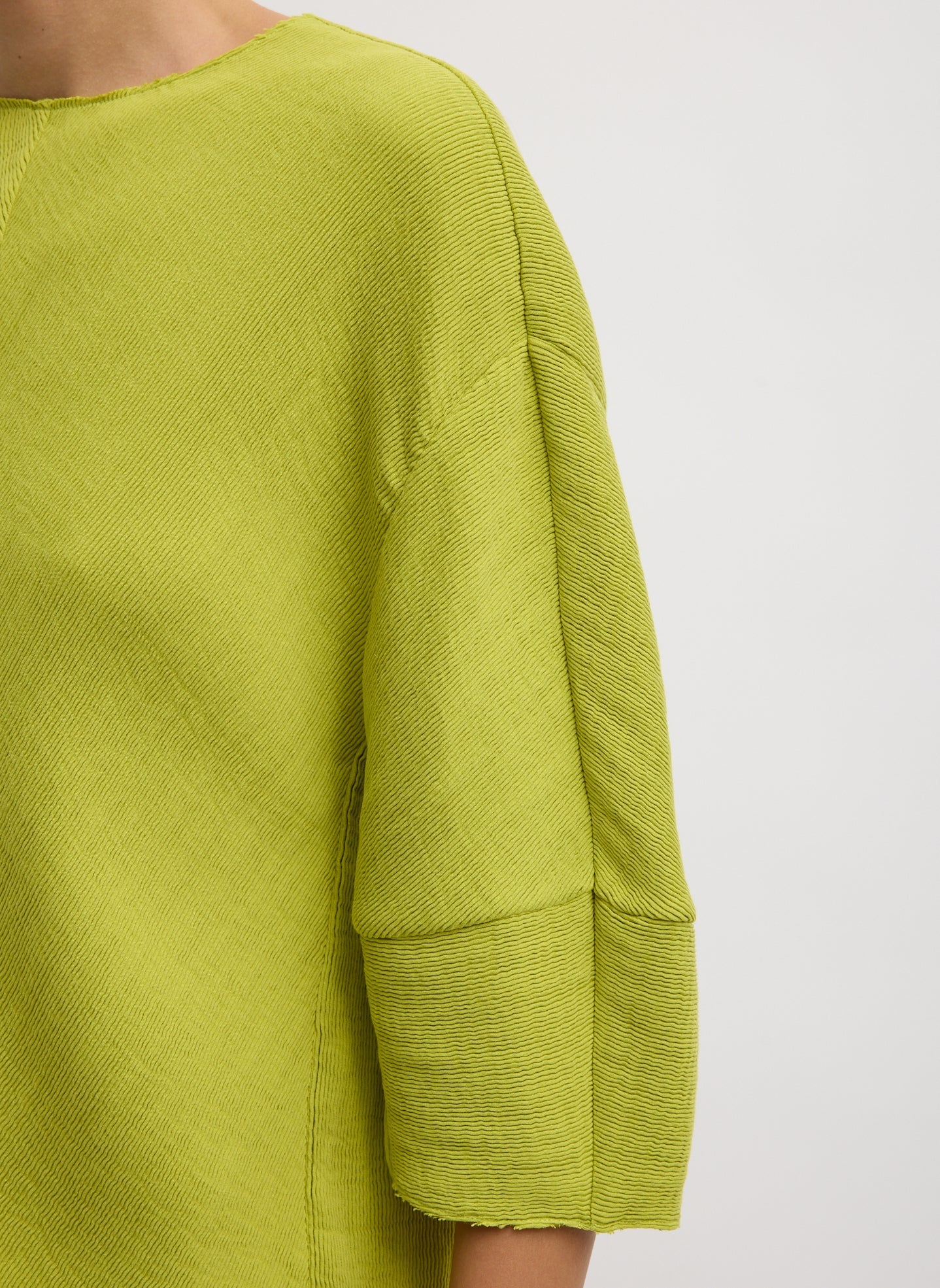 Tibi Viscose Plisse Hinged Short Sleeve Top
