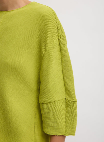 Tibi Viscose Plisse Hinged Short Sleeve Top