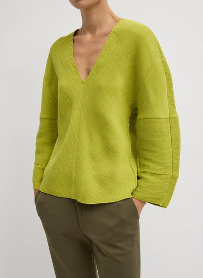 Tibi Viscose Plisse Hinged Long Sleeve Top
