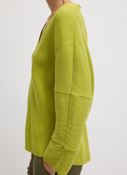 Tibi Viscose Plisse Hinged Long Sleeve Top