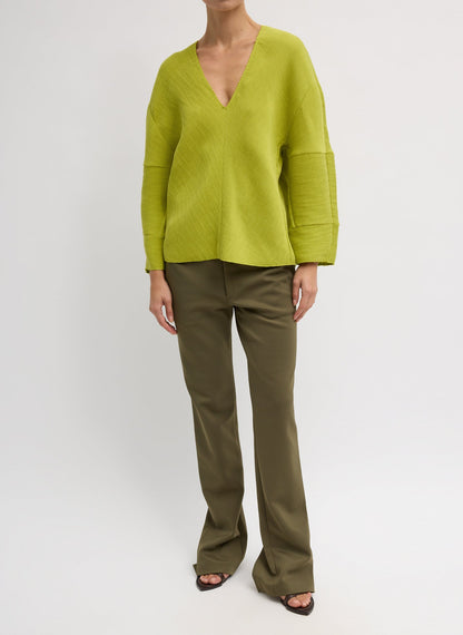 Tibi Viscose Plisse Hinged Long Sleeve Top