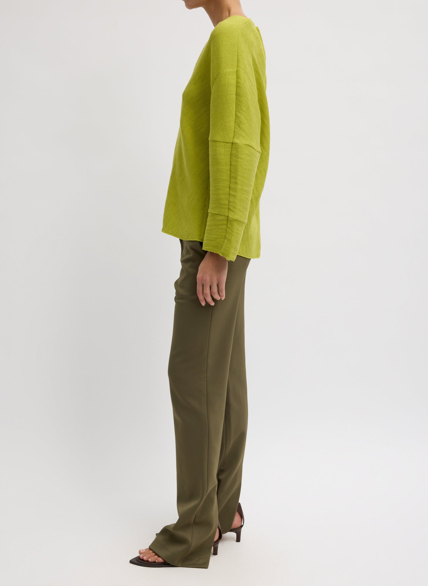 Tibi Viscose Plisse Hinged Long Sleeve Top