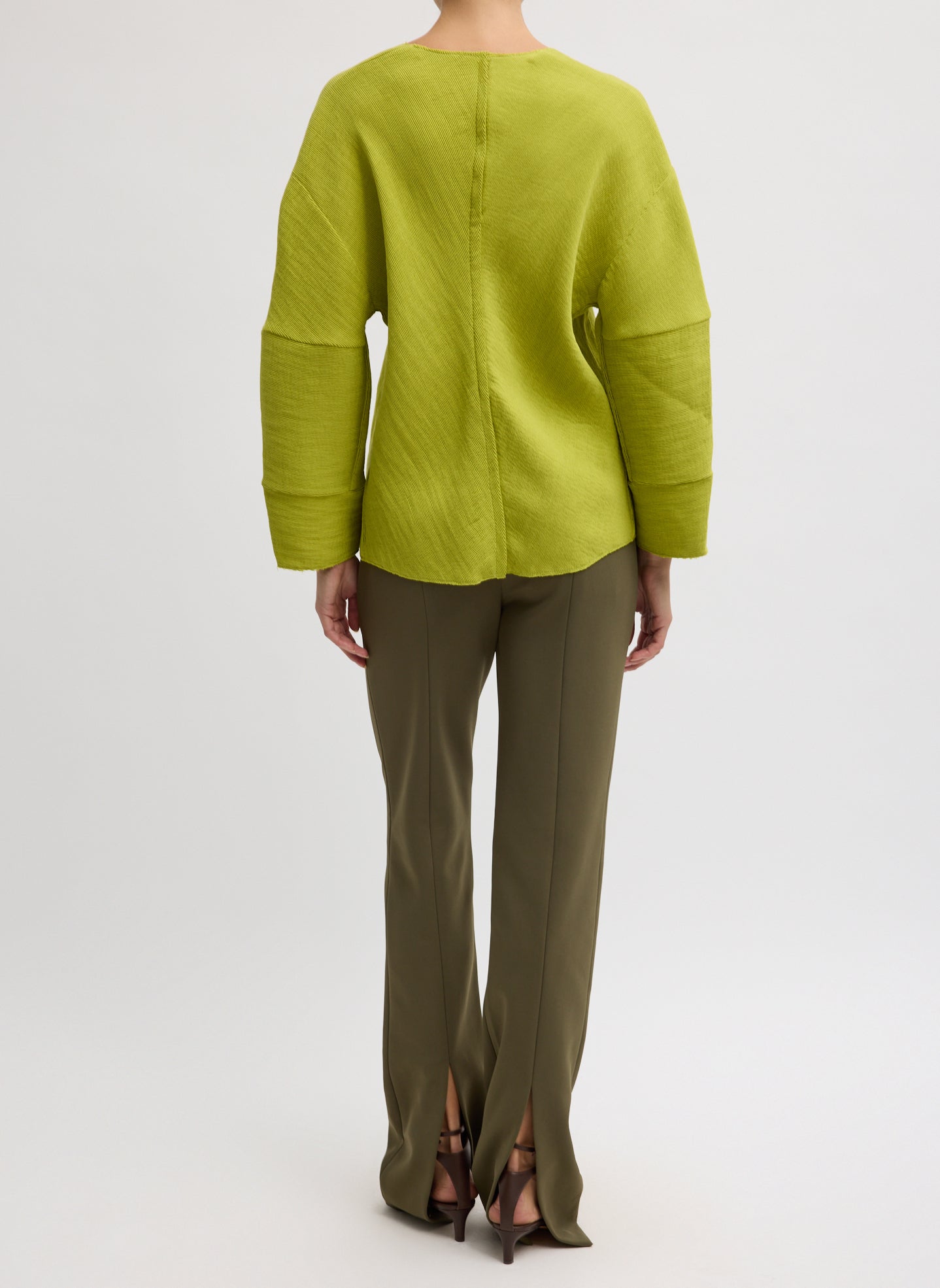 Tibi Viscose Plisse Hinged Long Sleeve Top