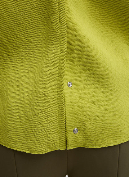Tibi Viscose Plisse Hinged Long Sleeve Top