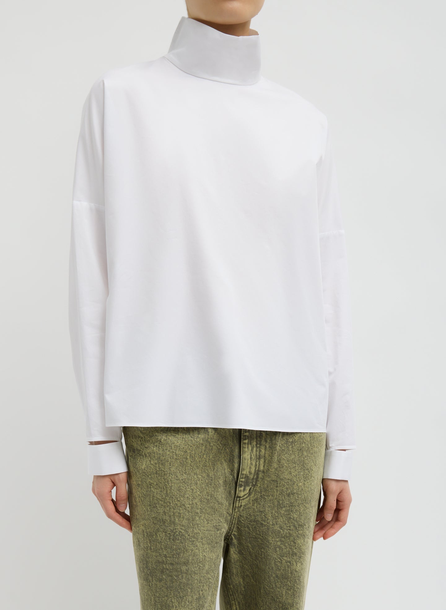 Tibi Eco Poplin Funnel Neck Dolman Top