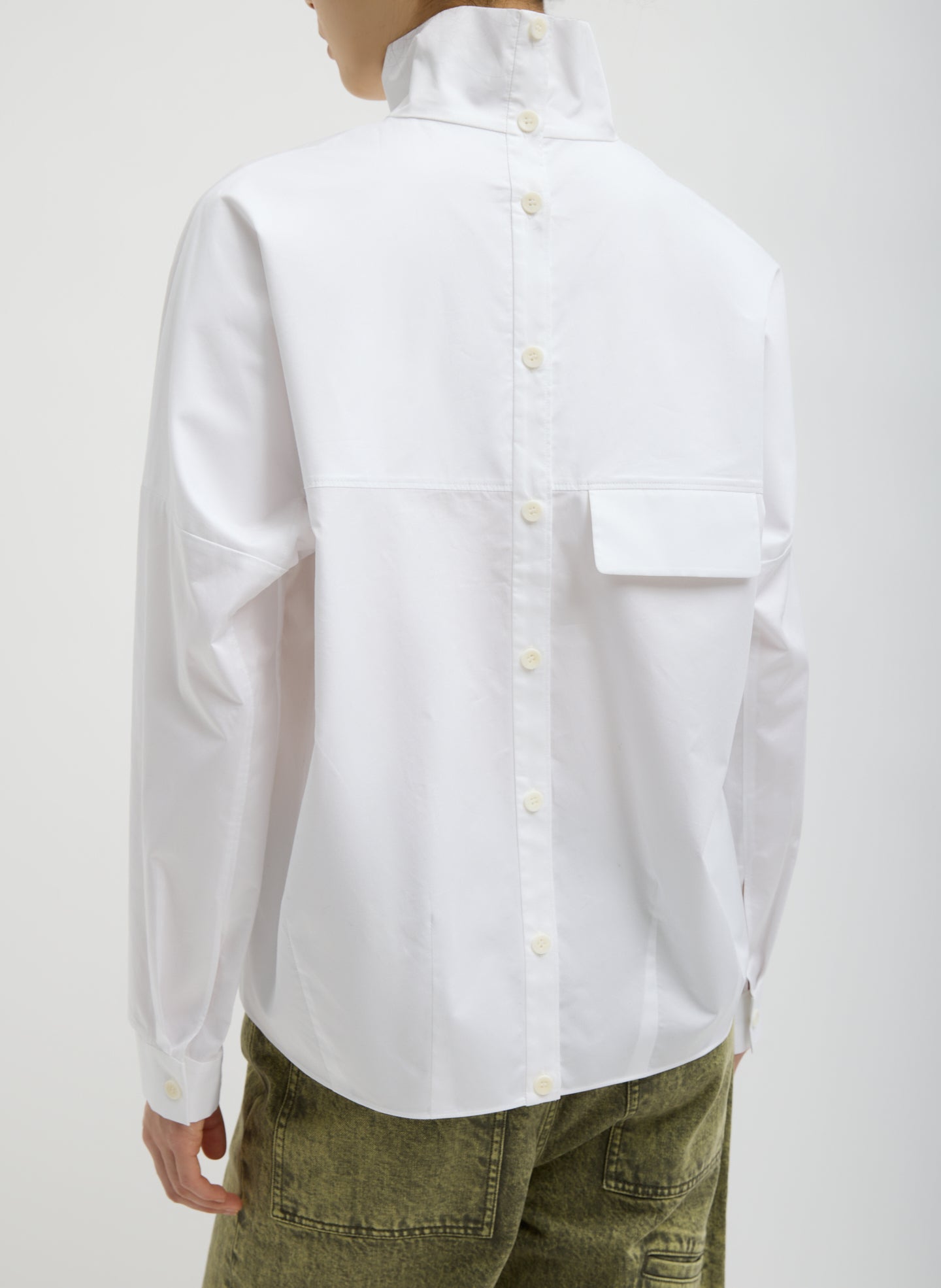Tibi Eco Poplin Funnel Neck Dolman Top