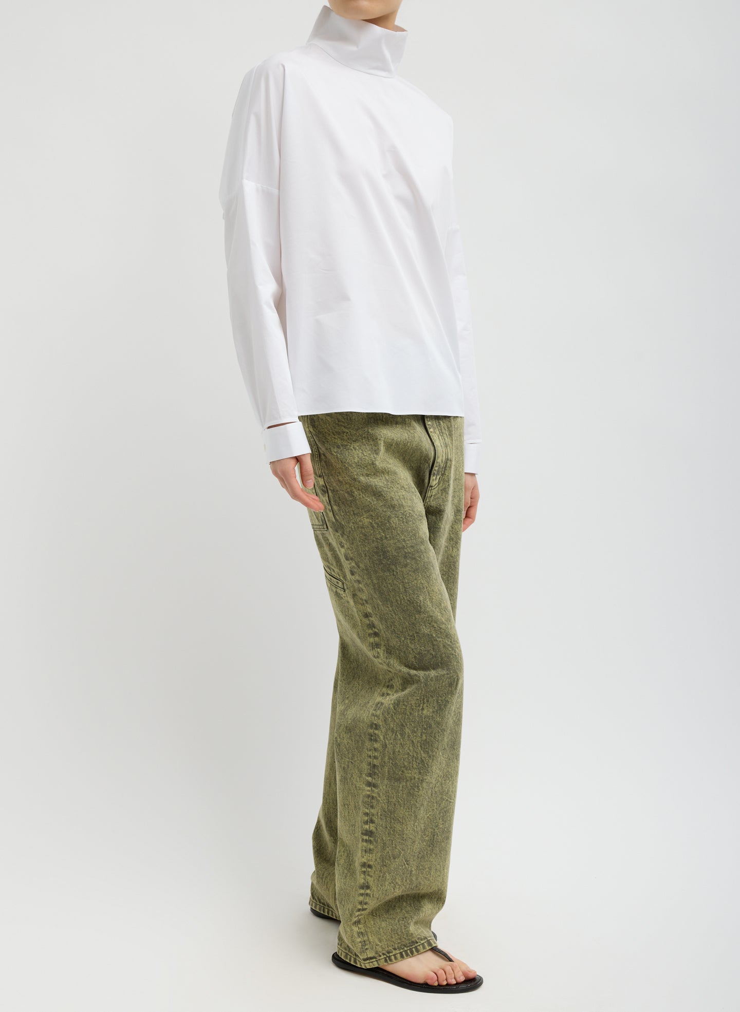 Tibi Eco Poplin Funnel Neck Dolman Top