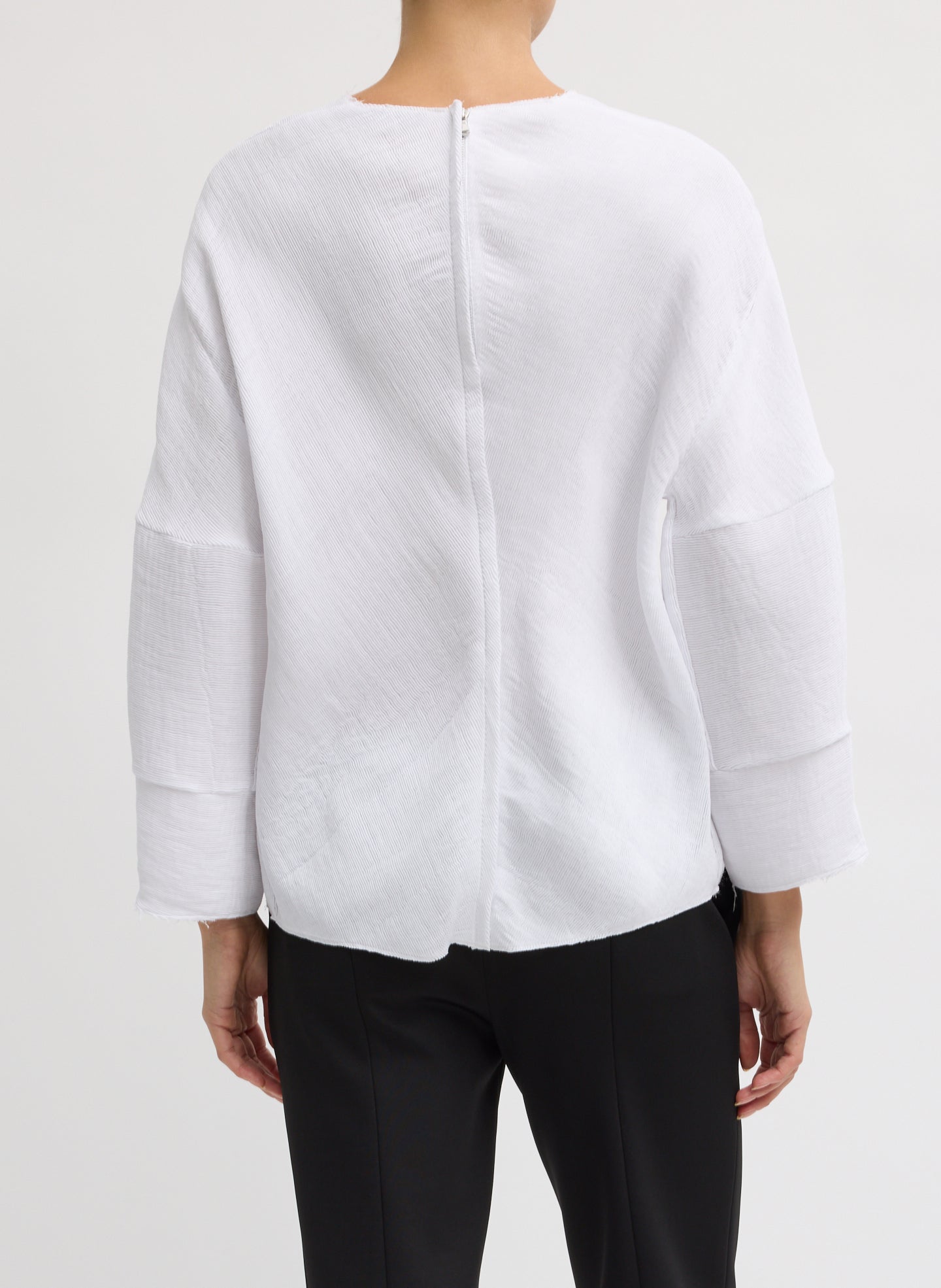 Tibi Viscose Plisse Hinged Long Sleeve Top
